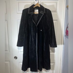 Elegant Black Velvet Trench Coat